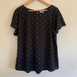 CeCe Black and White Polka Dot Blouse